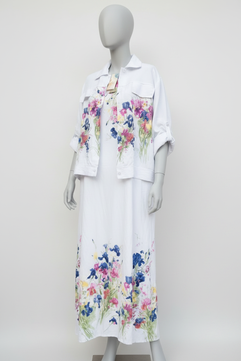 Ensemble robe+boléro blanc assorti
